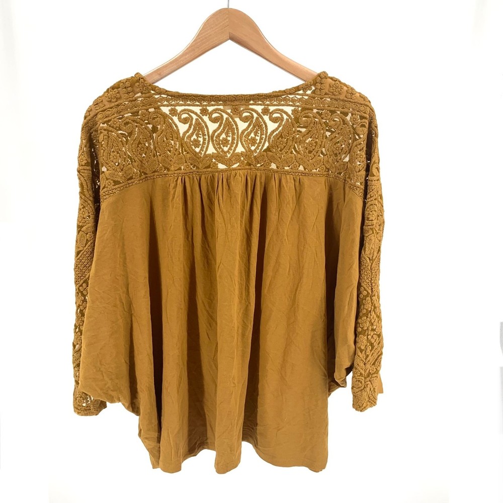 Garnet Hill mustard yellow batwing blouse xl